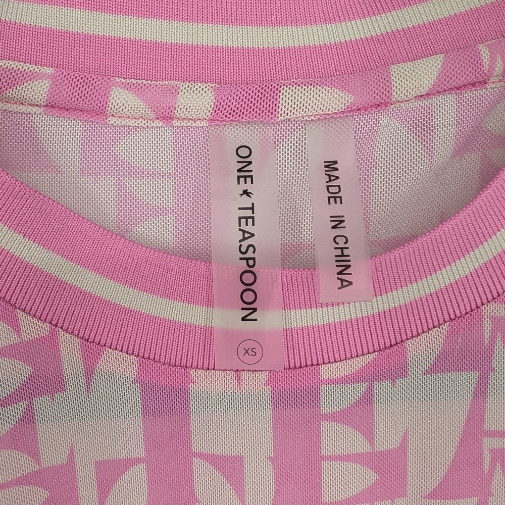 One Teaspoon On Repeat Mesh Long Sleeve Top Pink White XS Sheer - Picture 6 of 7